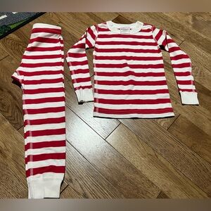 EUC Hanna Andersson Red & White Striped Holiday Christmas Pajamas Size 4 unisex